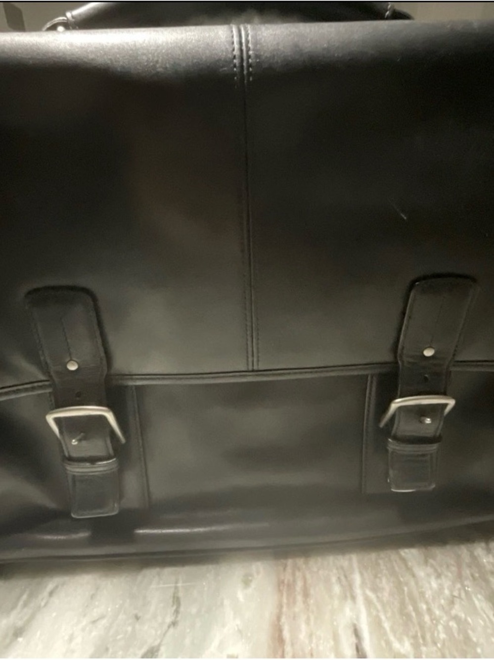 Coach F06455 Thompson Black Leather Briefcase Laptop Messenger Travel Bag Unisex